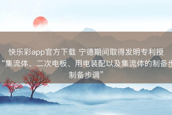 快乐彩app官方下载 宁德期间取得发明专利授权：“集流体、二次电板、用电装配以及集流体的制备步调”